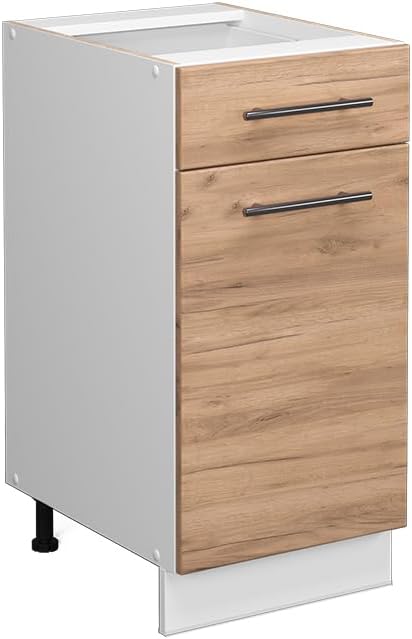 Vicco - Meuble Bas Cuisine - Fame-Line - Chêne Doré/Blanc – €85,74