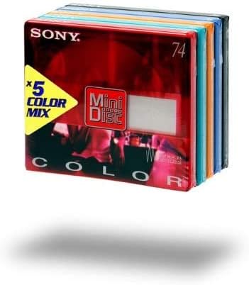 Mini Discs Sony Lot de 5 – 74 Min – Couleurs Mélangées