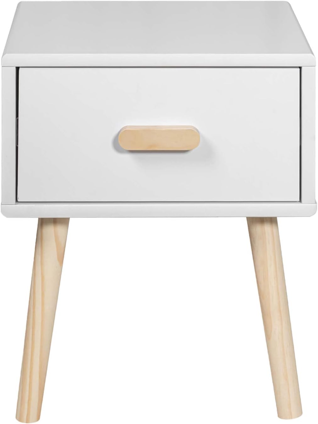 Rebecca Mobili - Table de Chevet - Blanc et Brun - Style Scandinave – €28,99