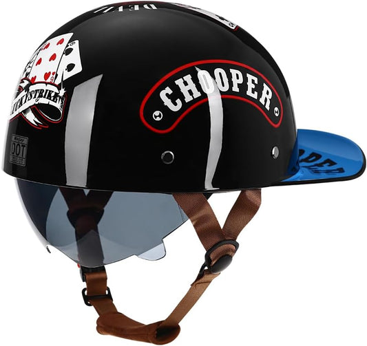 Woljay - Casque Vintage Moto - Demi-Visage - Certifié DOT/ECER22-05 – €29,99