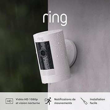 Caméra de surveillance extérieure sans fil Ring – HD, Audio bidirectionnel