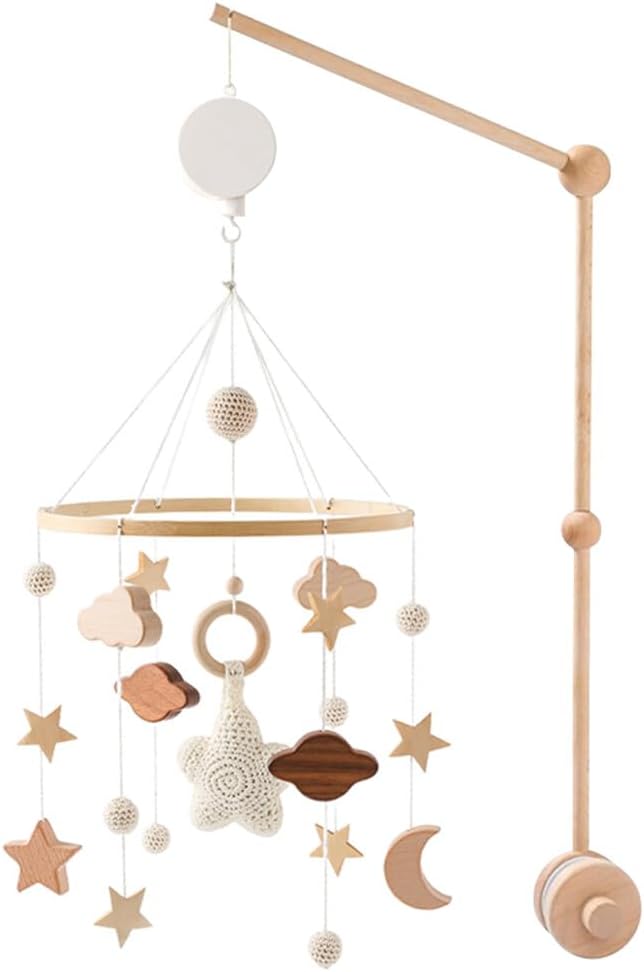 Surakey - Mobile Bébé en Bois - Clochettes Étoiles - Boîte à Musique – €37,99