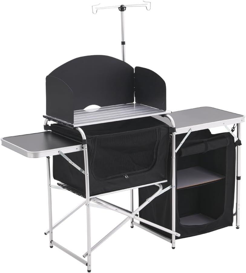 DKIEI - Table de Cuisine Camping - Aluminium - Pare-vent Inclus – €55,99