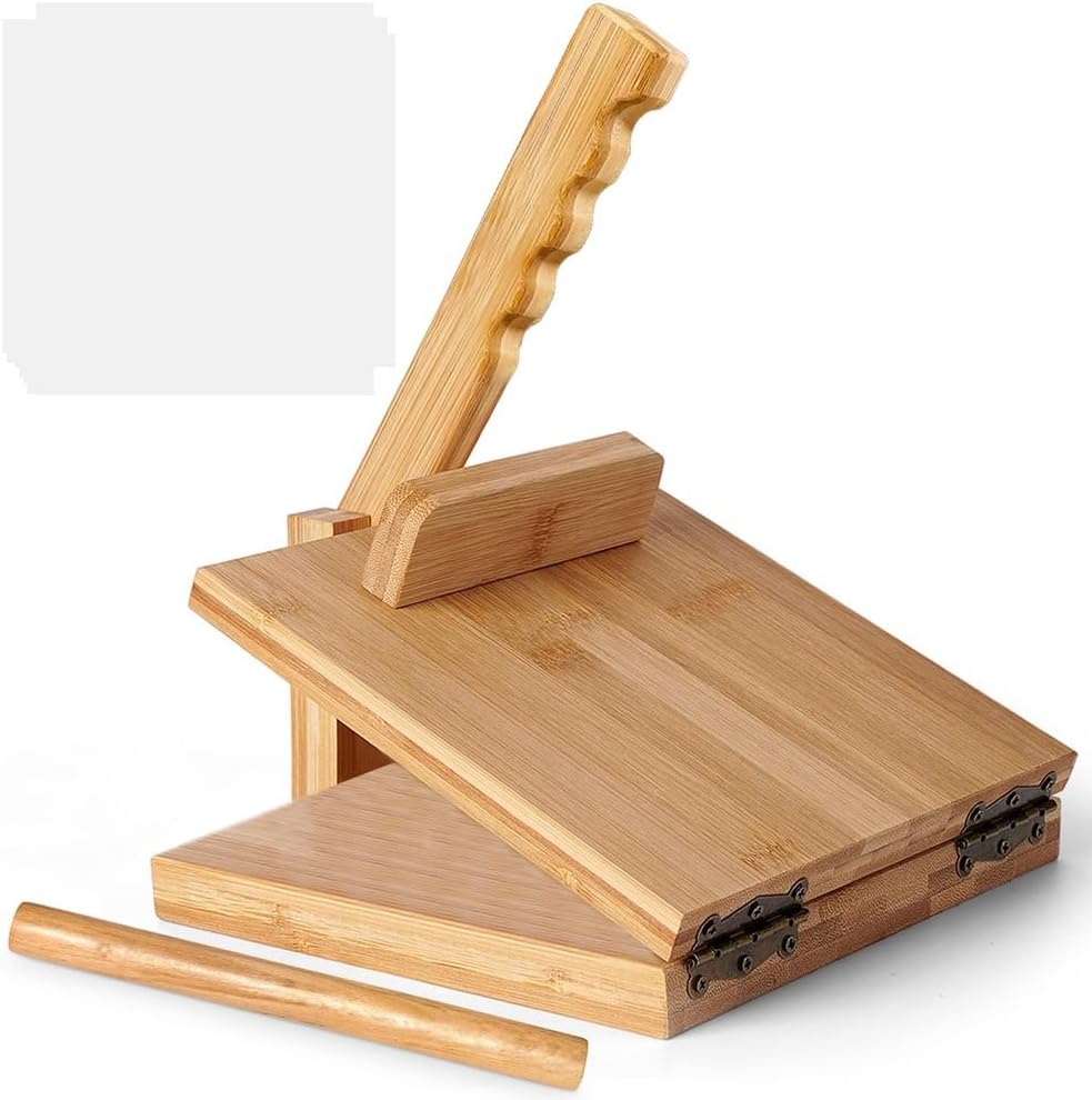 Qusedwey - Presse à Tortilla - 10 Pouces - Bambou avec Rouleau – €21,67