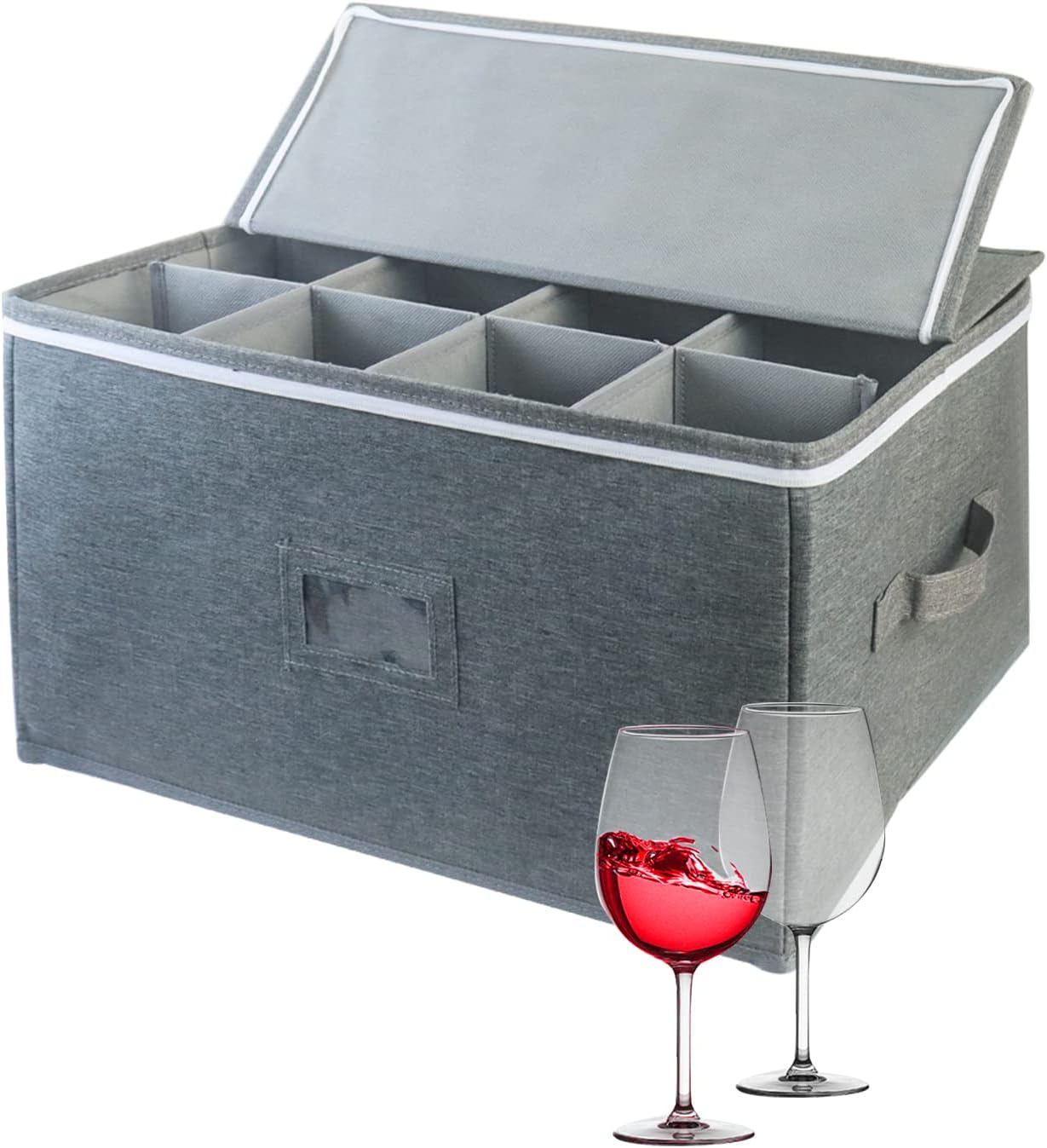 Boczif - Coffret de Rangement Verres à Vin - Contient 12 Verres - Fenêtre Étiquette – €12,99