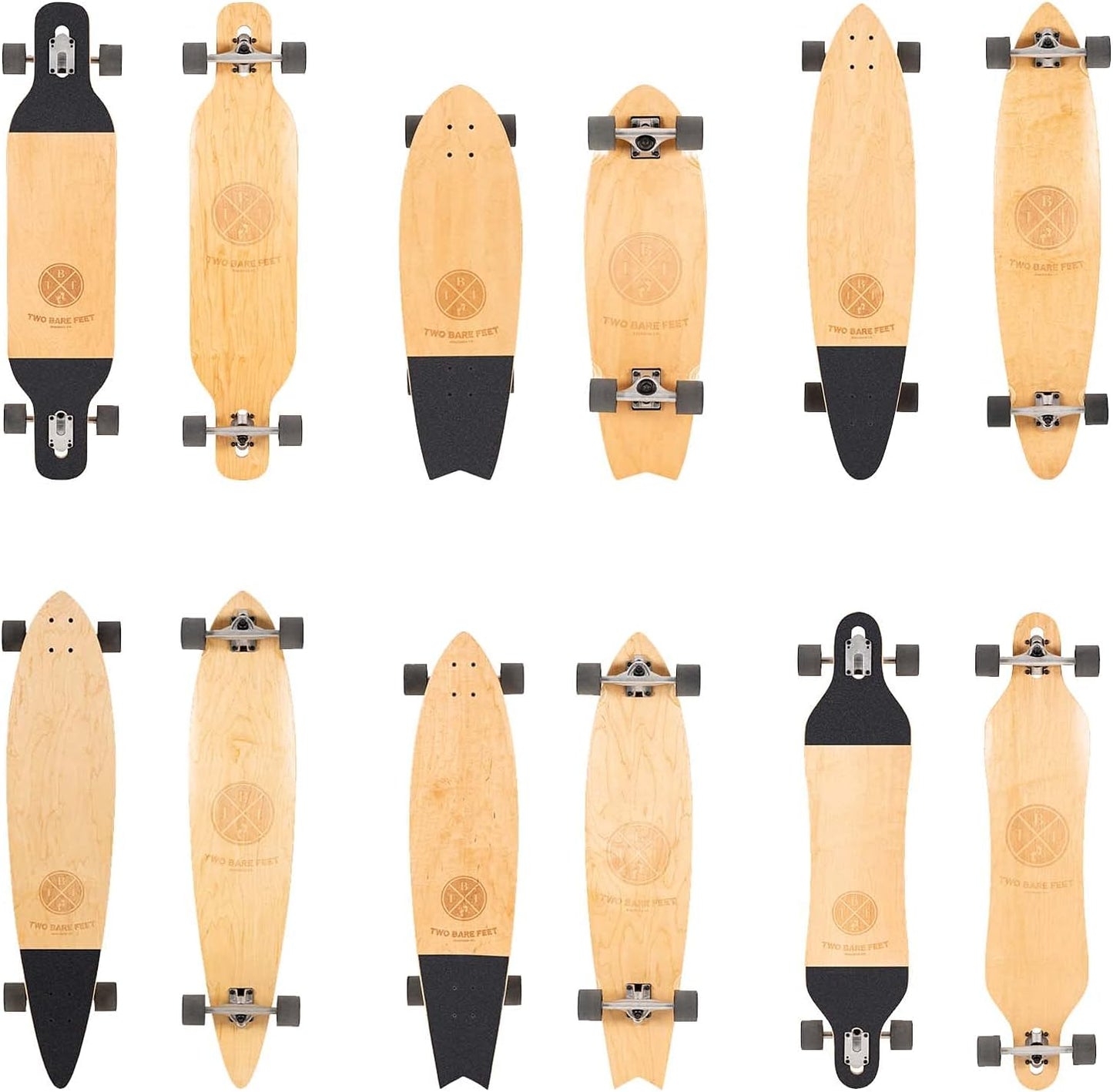 Two Bare Feet - Longboard Skateboard - Érable Canadien - Roues Urethane – €45,99