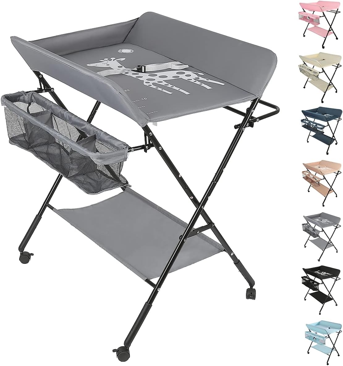 THINFAR - Table à Langer Pliable - Hauteur Réglable - Avec Roues – €35,99