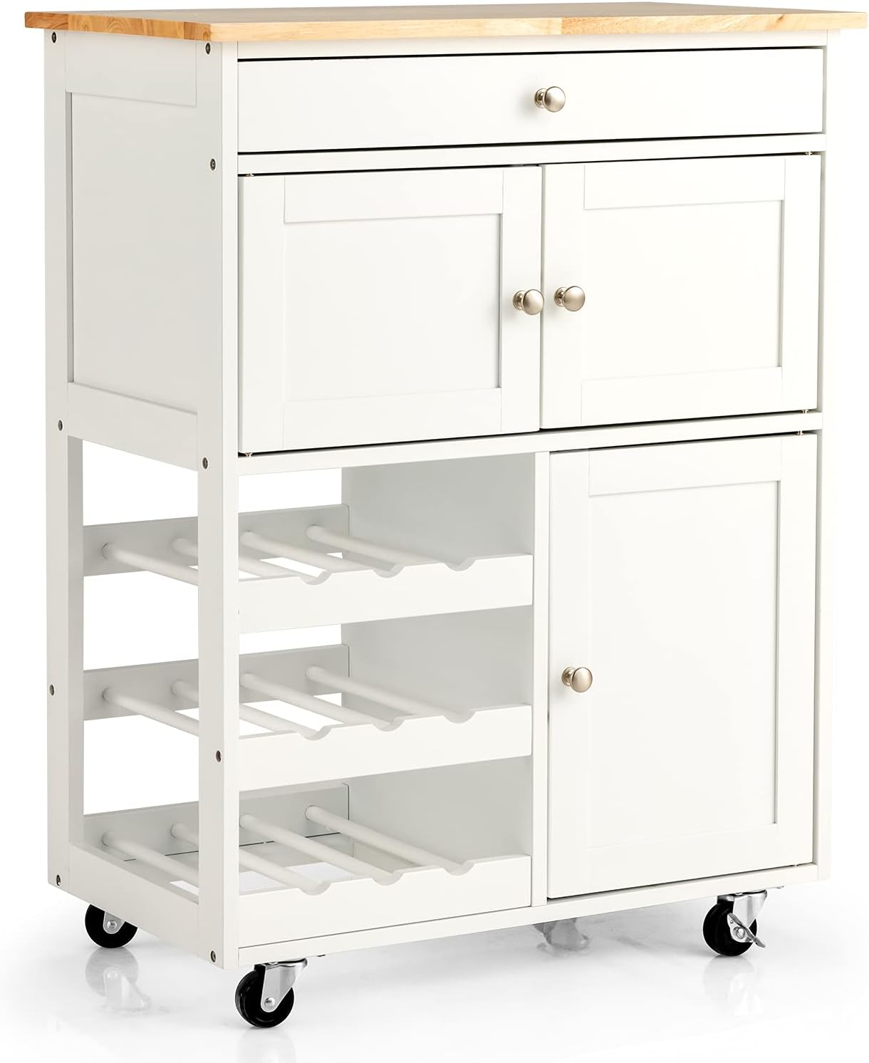 COSTWAY - Chariot de Cuisine - Bois Résistant - Rangement Polyvalent – €61,72
