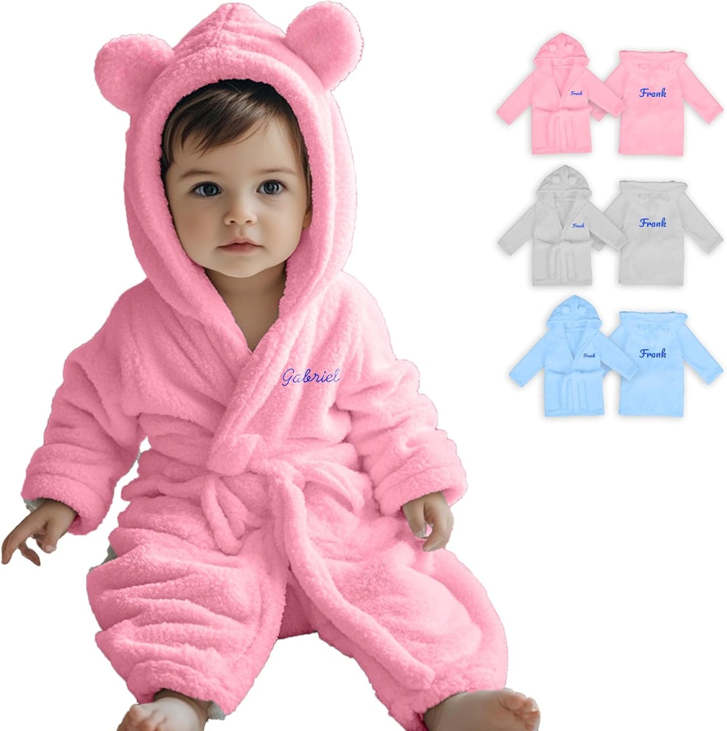Générique - Peignoir Bébé Personnalisé - Capuche - Brodé Nom – €41,99