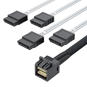 Câble SAS 10Gtek MiniSAS HD SFF-8643 – 4x SATA 0.5m