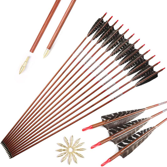 ACCMOS - Flèches de Chasse - Carbone Imite Bois - Plumes de Dinde 5" – €32,99