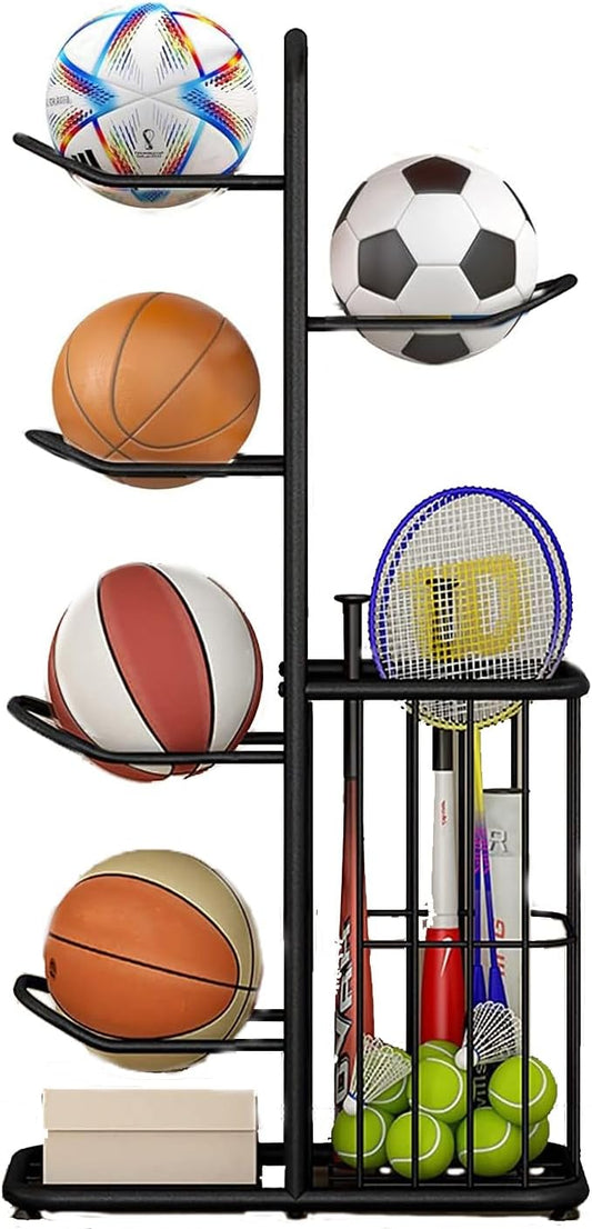 imuounl - Rack de Rangement de Balles - 5 Niveaux - Avec Panier – €27,99