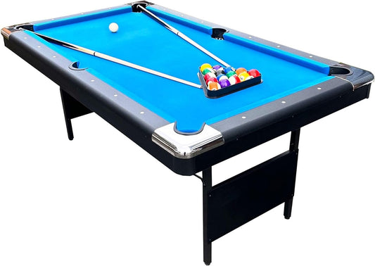 Generic - Table de Billard Pliable - Cadre Noir - Tissu Bleu – €135,99