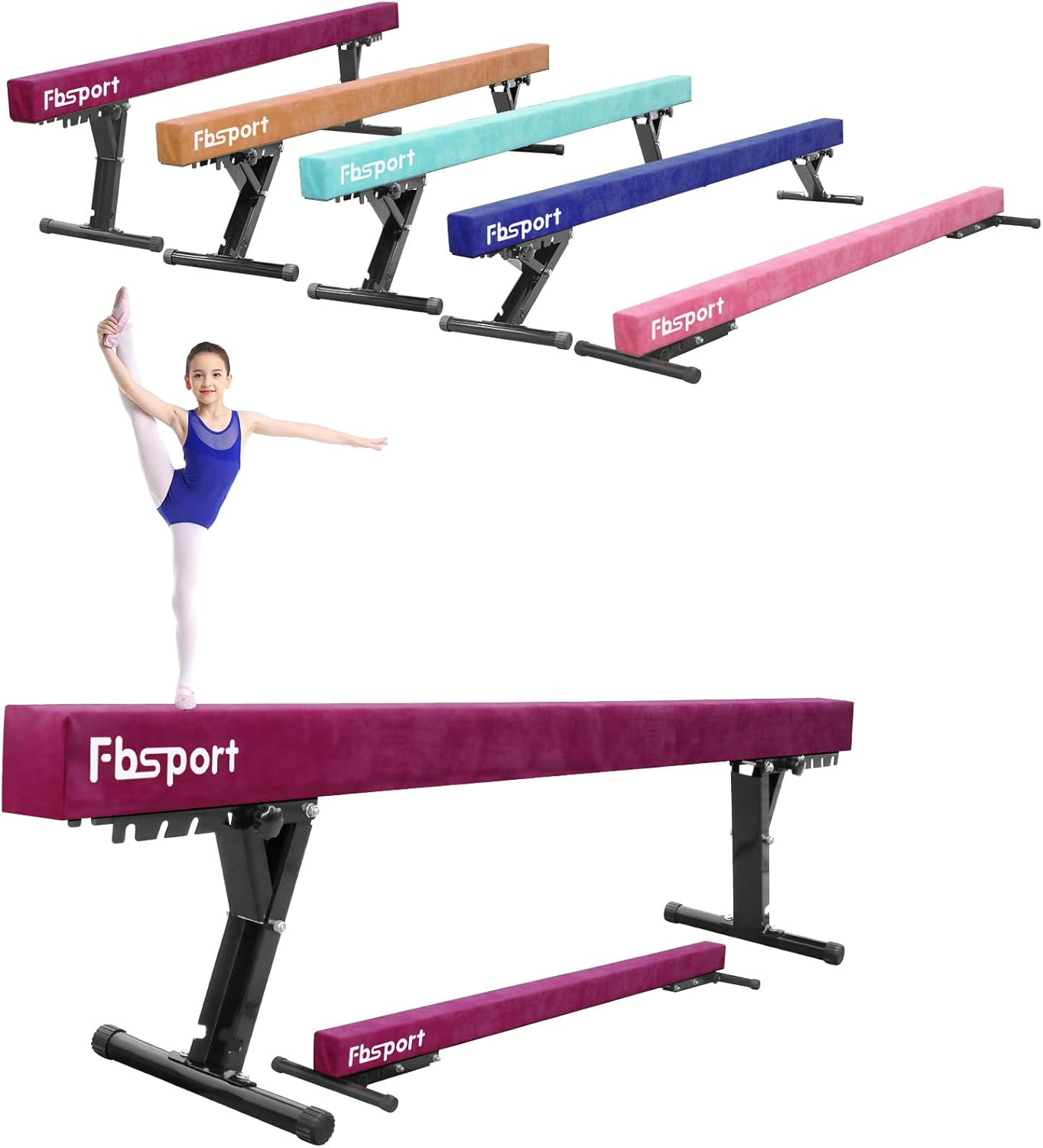 FBSPORT - Poutre d'Équilibre Gymnastique - Hauteur Réglable - Structure Stable – €105,99