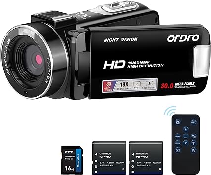 Caméscope ORDRO B320 – 1080P, Zoom 18x, Vision Nocturne