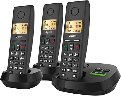 Répondeur Gigaset Pure 220A Trio – Téléphones DECT sans Fil – Noir