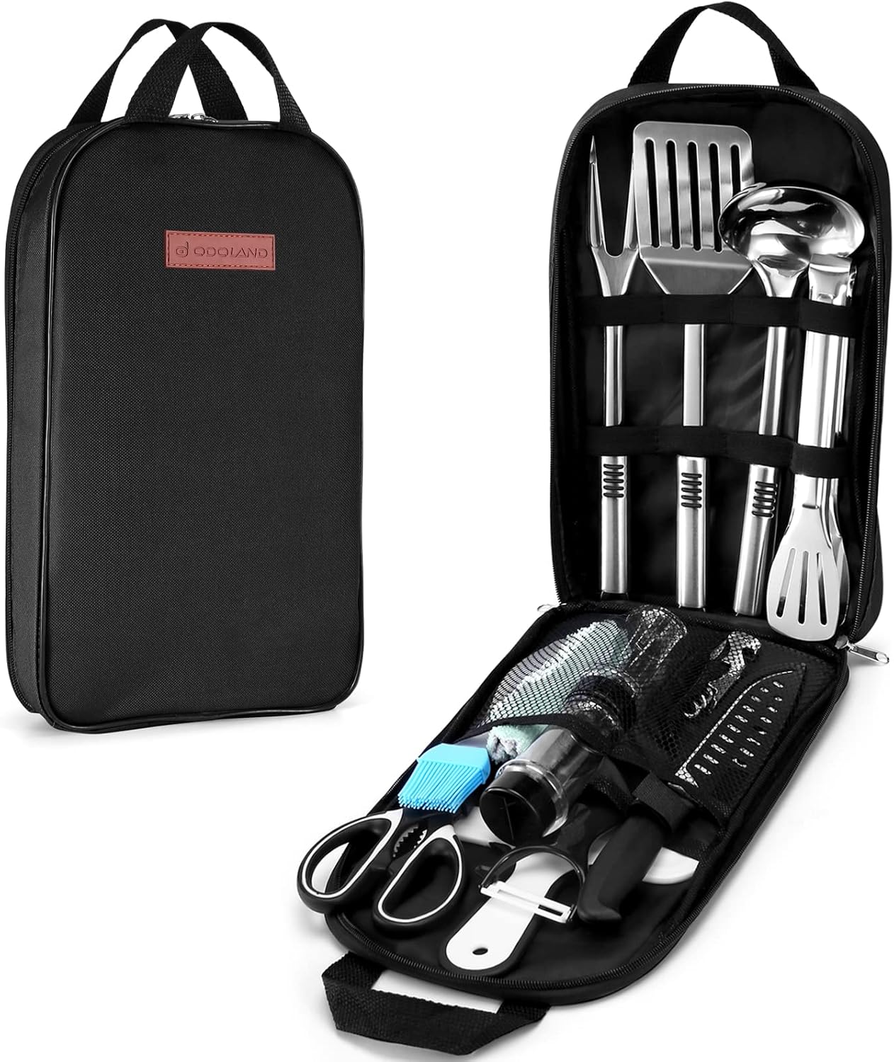 Odoland - Ensemble d'Ustensiles de Camping - 14 Pièces - Noir – €24,99