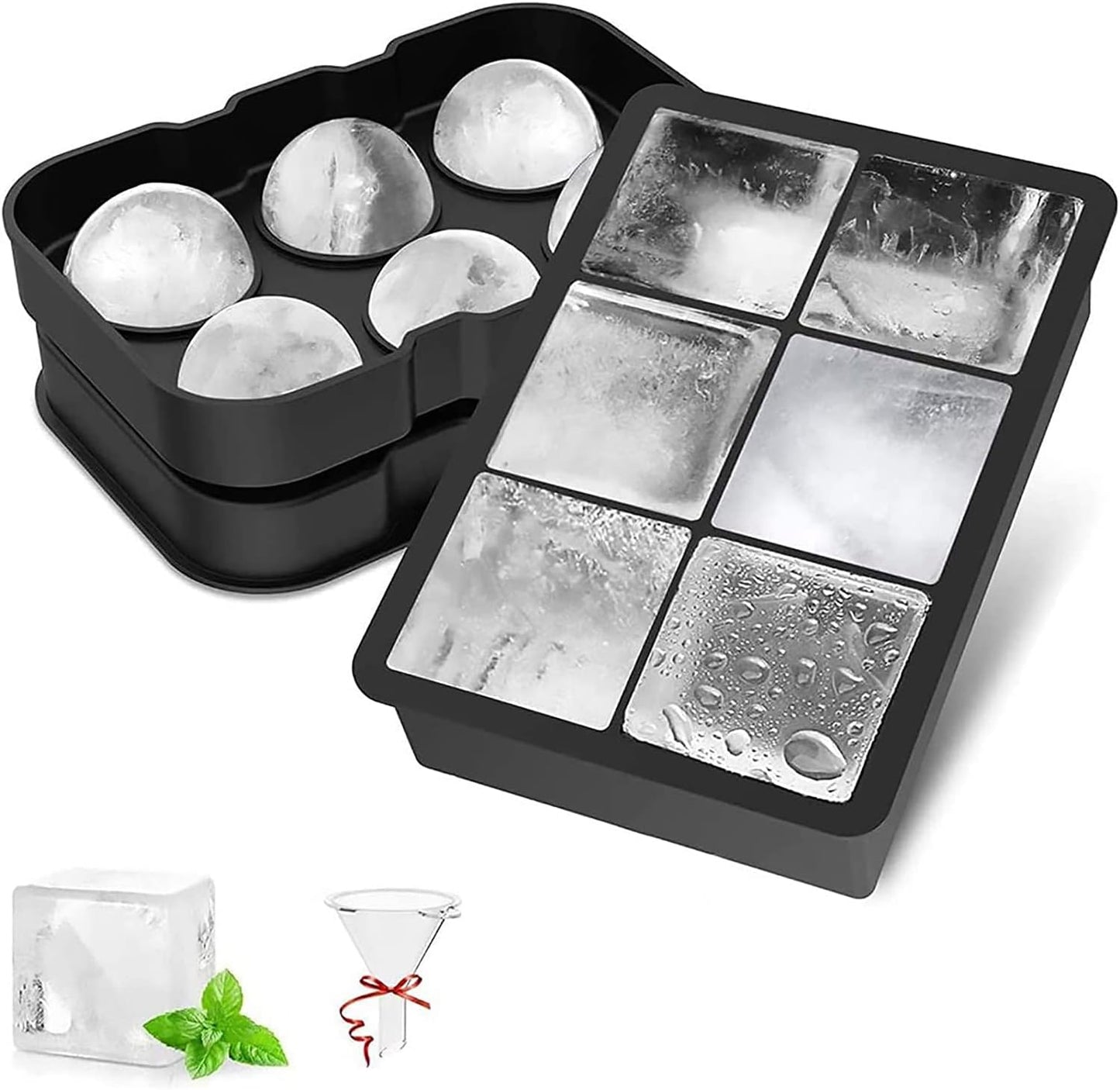 LUCKEA - Plateau à Glaçons Silicone - Grandes Glaçons - Moules Ronds – €6,49