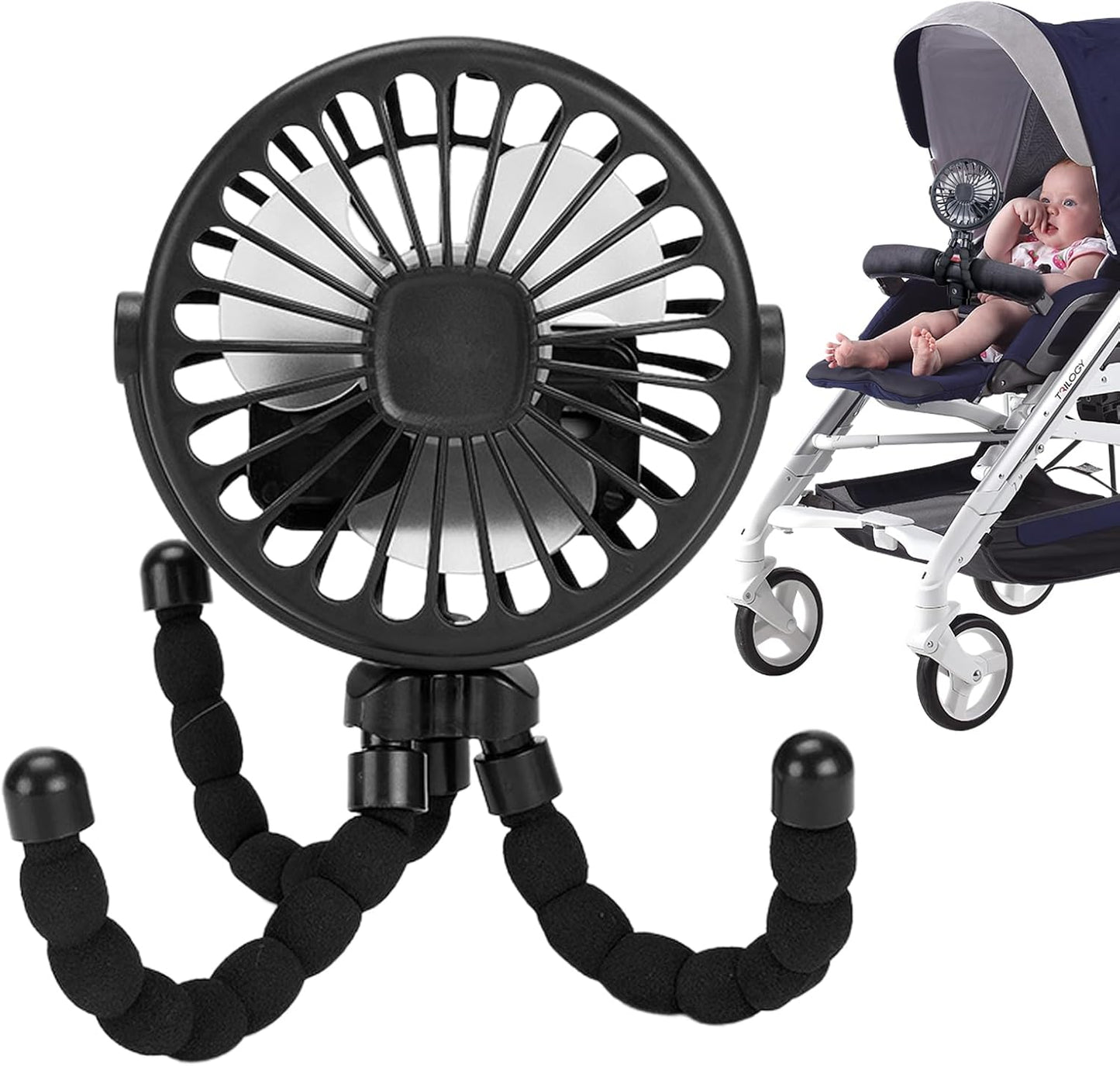Générique - Ventilateur Poussette Portable - 3 Vitesses - Rotation 360° – €30,99