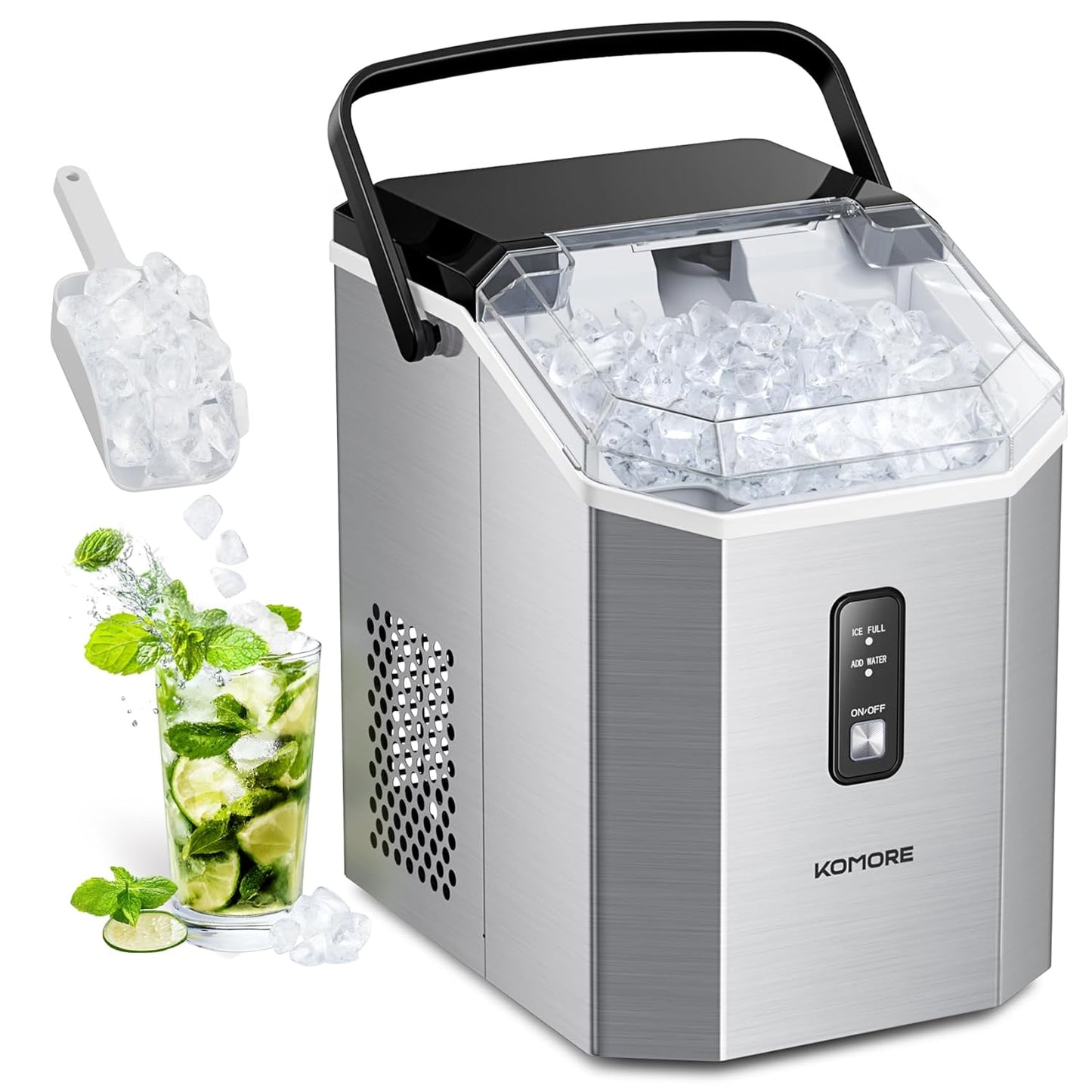 KOMORE - Machine à Glace Nugget - 15kg/24h - Auto-nettoyante – €49,72