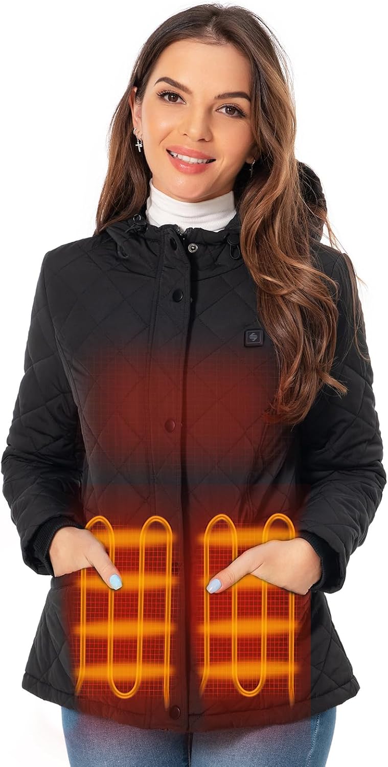 SGKOW - Veste Chauffante Femme - Imperméable - Capuche Ajustable – €28,99