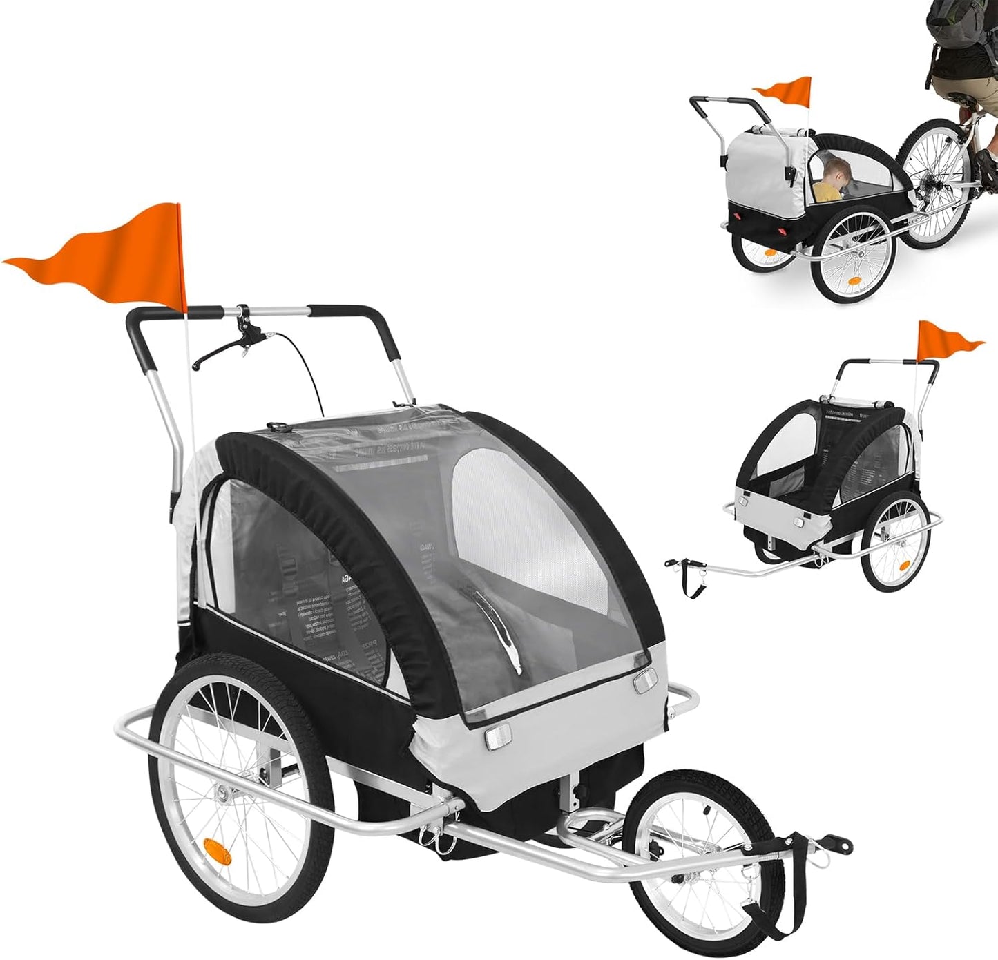 LZQ - Remorque Vélo Enfants - Sécurité 5 Points - Convertible Jogger – €54,99
