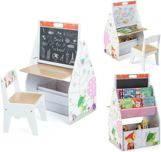 DREAMADE - Table Enfant - Double Face - Étagère & Rangement – €49,99