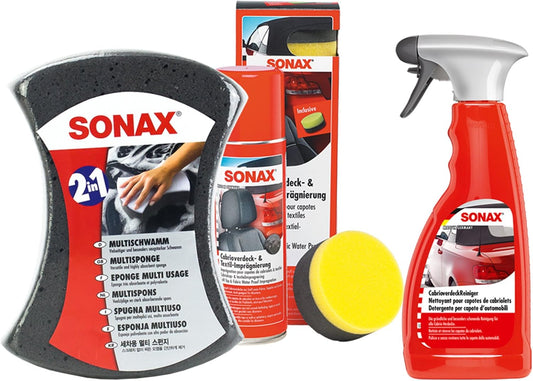 SONAX - Kit Nettoyage Cabriolet - Éponge Multi-Usages - Imprégnation Textile – €28,99