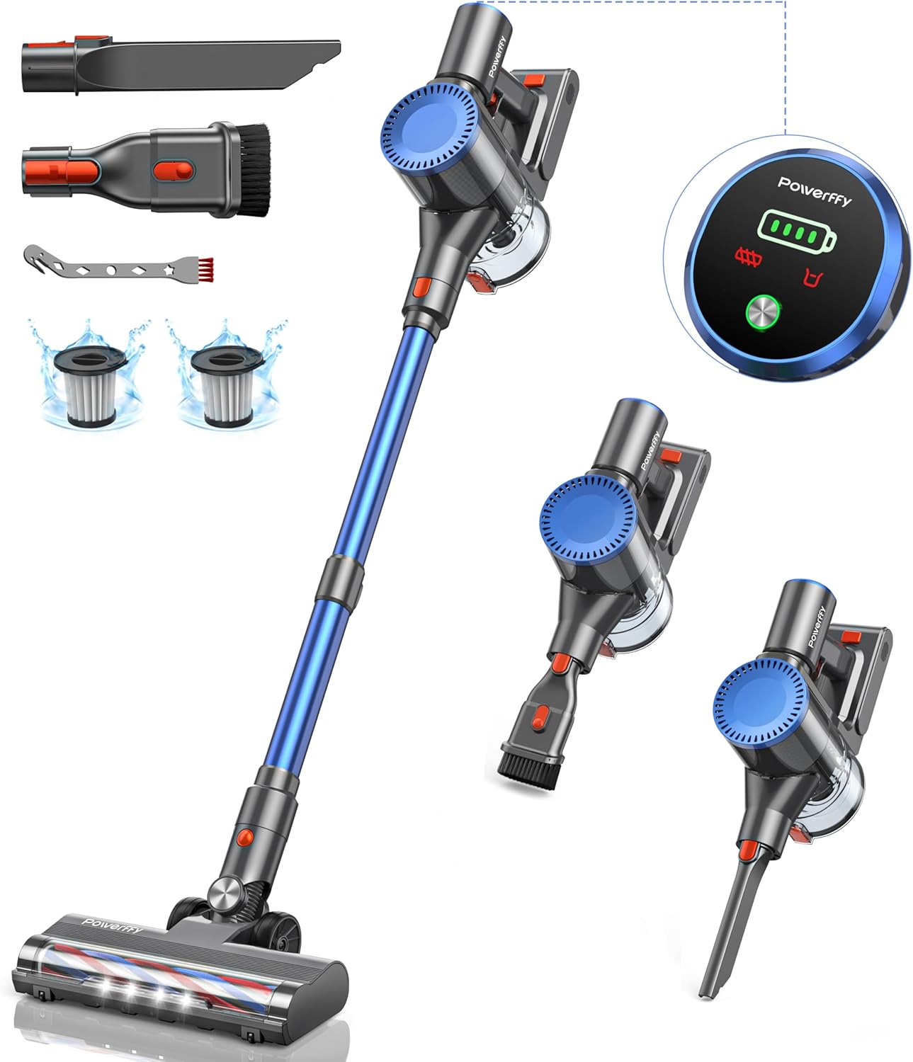 Powerffy - Aspirateur Balai Sans Fil - Batterie Amovible - 6 en 1 – €58,49