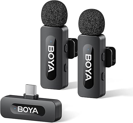 Microphones externes BOYA BY-V20 – Sans Fil, USB-C, 9h Autonomie