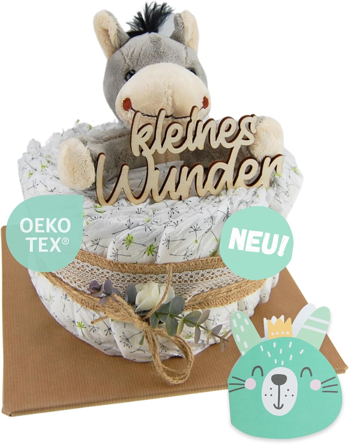 Windeltorte - Gâteau de Couches - Cadeau Bébé - Style Bohème – €30,99