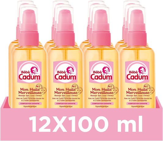 Cadum - Huile Merveilleuse Bébé - Amande Douce Bio - 12 x 100 ml – €48,99