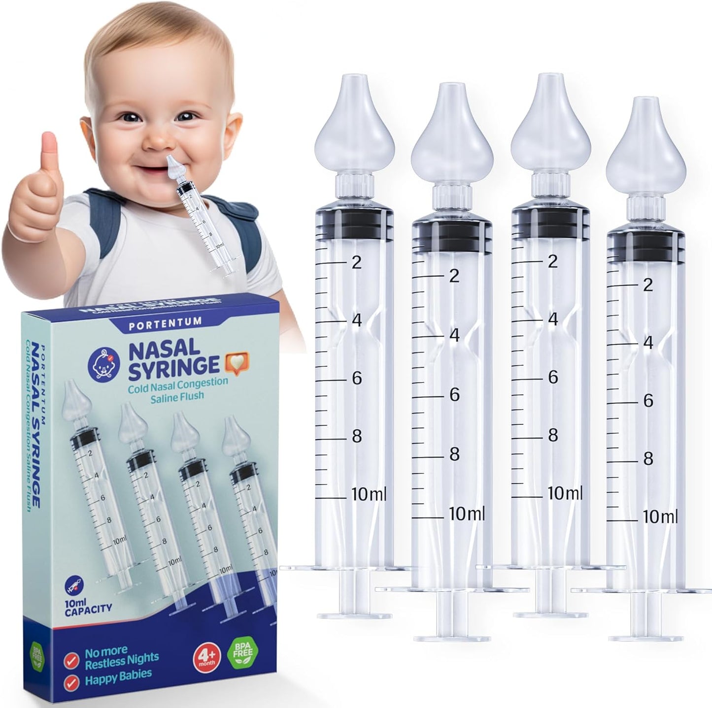 PORTENTUM - Pack de 4 Seringues Nasales - Sécurité Bébé - Confort d'Utilisation – €32,99