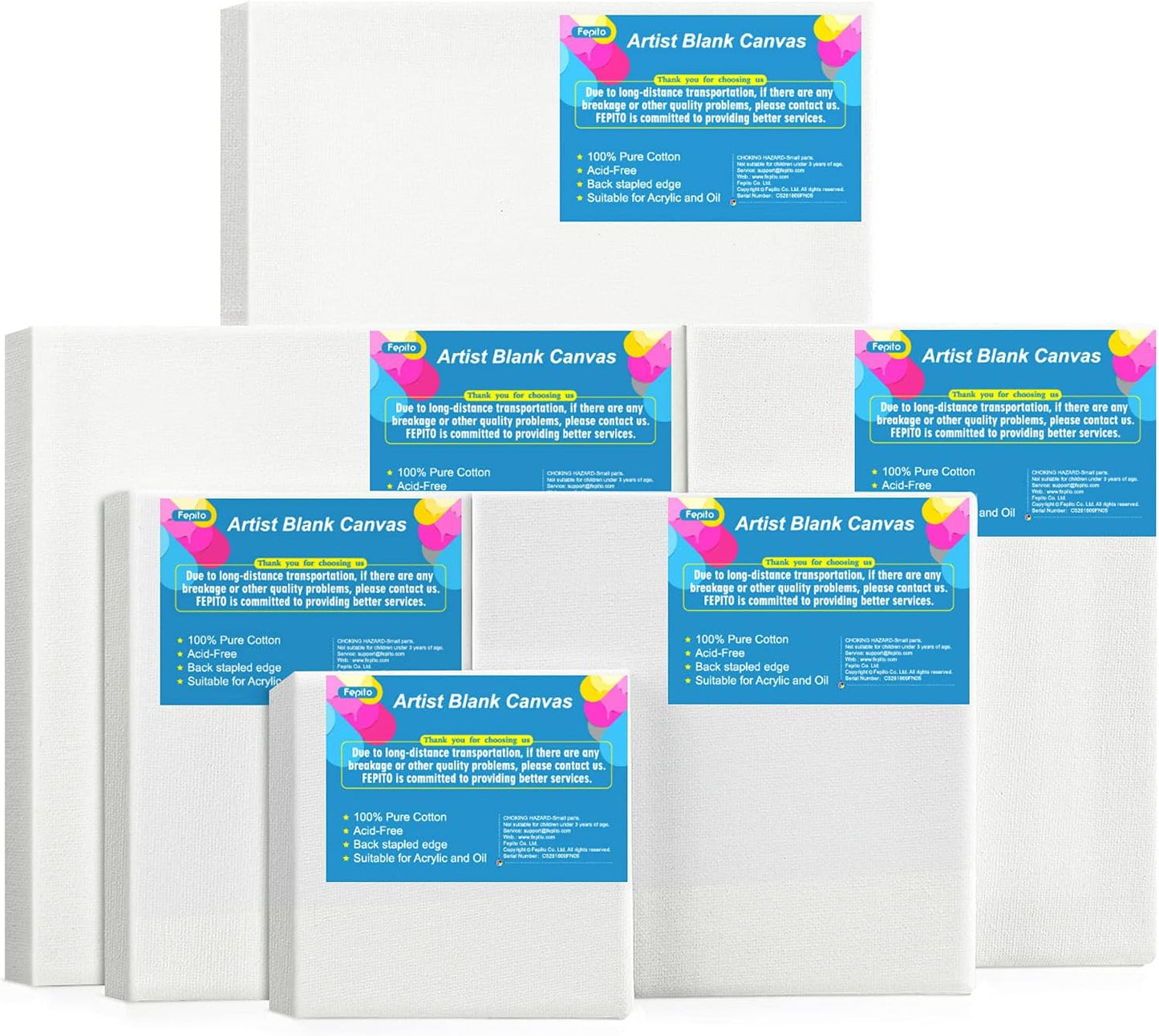 FEPITO - Ensemble de Toiles - 6 Tailles Assorties - Pour Peinture – €6,49