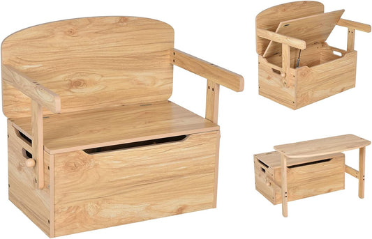 RELAX4LIFE - Coffre à Jouets Enfant - 3-en-1 - Bois Transformable – €42,99