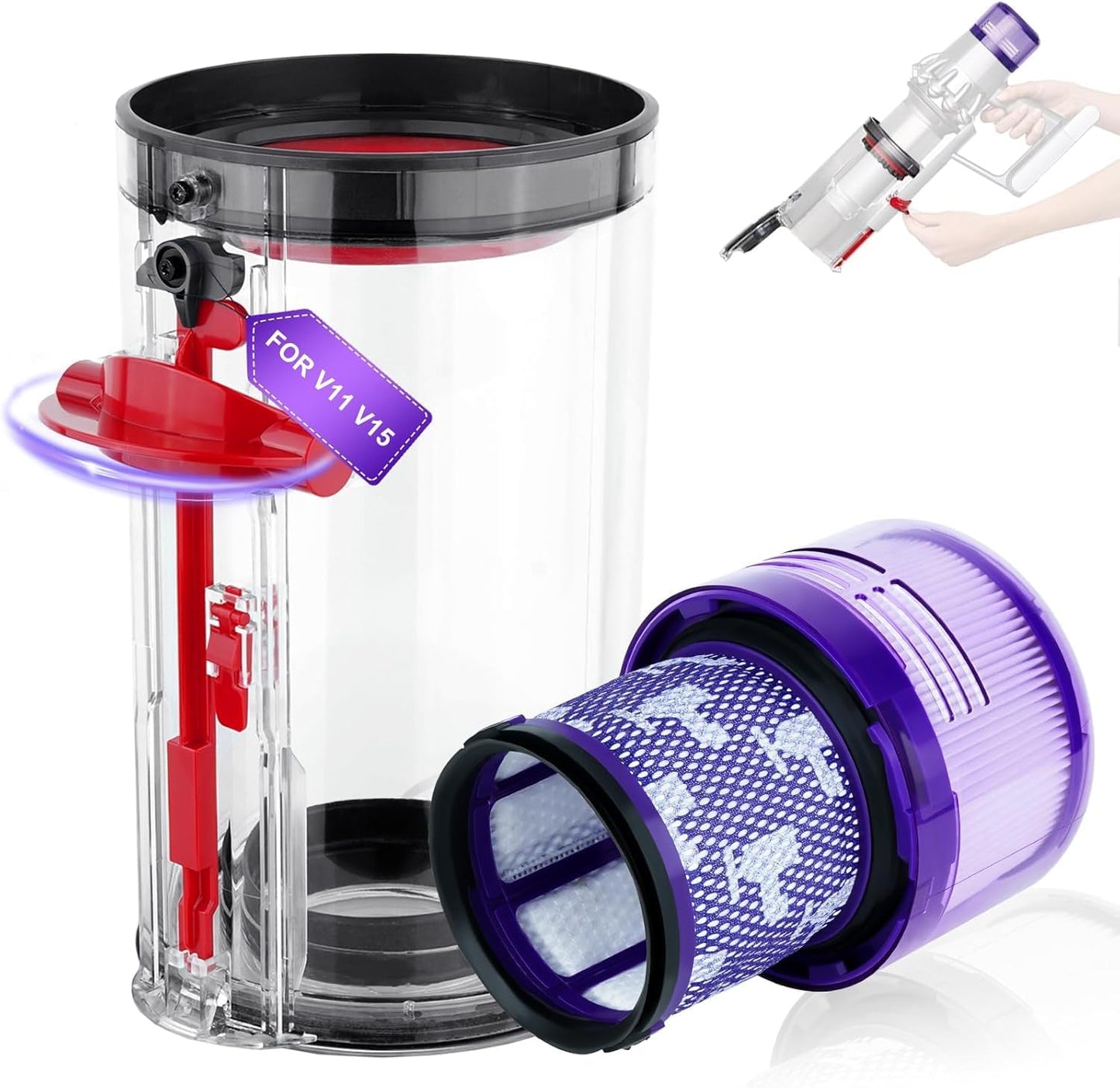 OMYOPY - Bac à Poussière - Compatible Dyson V11/V15 - Avec Filtre HEPA – €16,05
