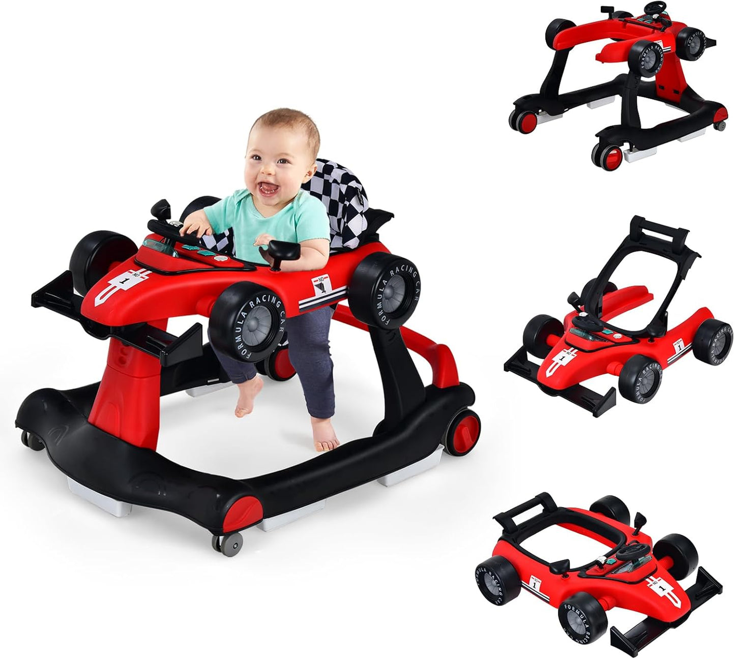 COSTWAY - Marcheur Bébé 4-en-1 - Hauteurs Réglables - Roues Silencieuses – €35,99