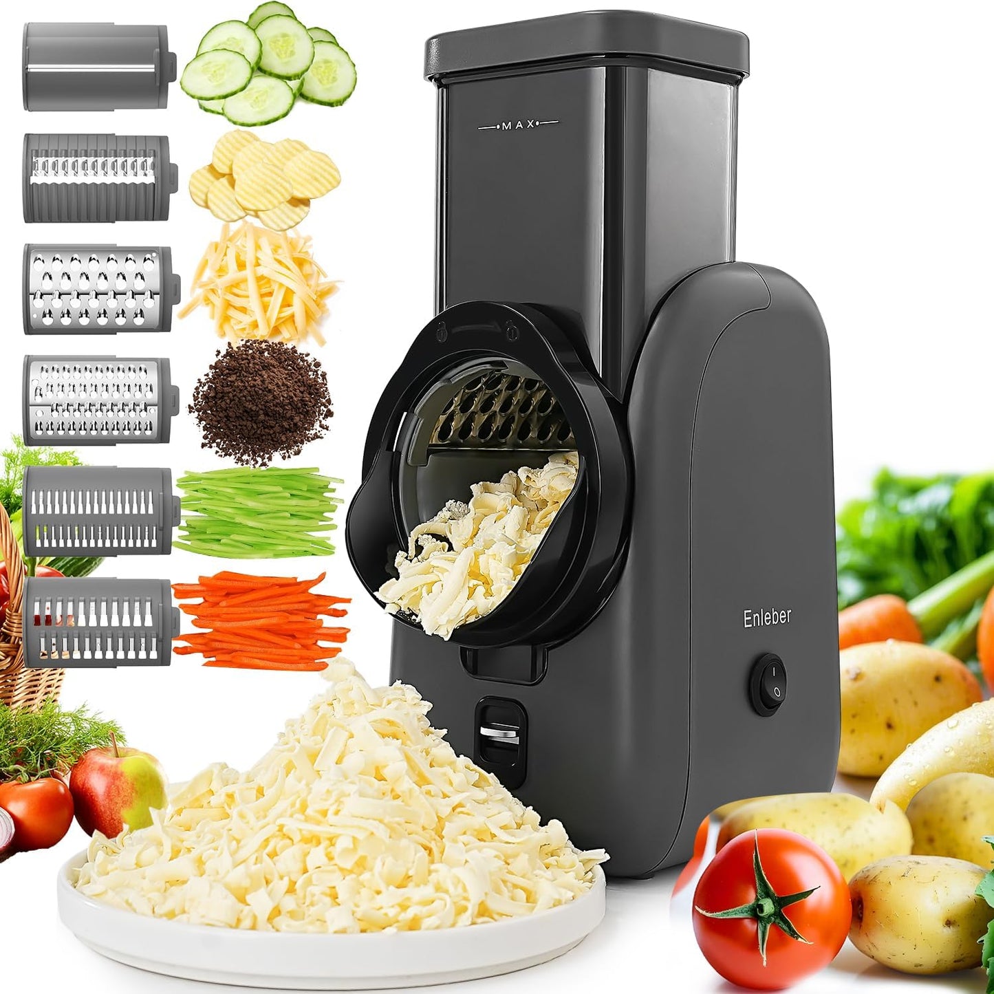 Enleber - Râpe Électrique - Polyvalente - Compacte – €25,99