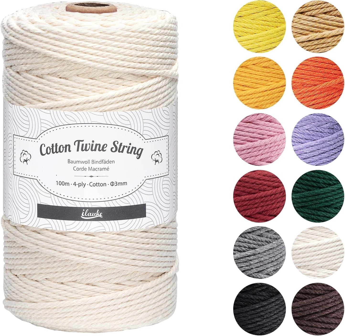 ilauke - Corde Macramé - 3mm x 100m - Beige – €3,89