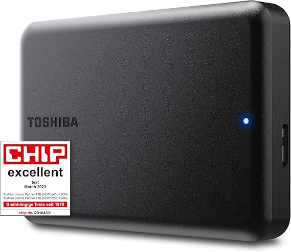 Disque dur Toshiba Canvio Partner 4TB – USB 3.2 – Compatible Mac & Windows