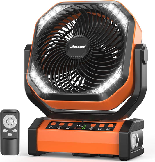 Amacool - Ventilateur de Camping - Batterie 20000mAh - Lumière LED – €31,99