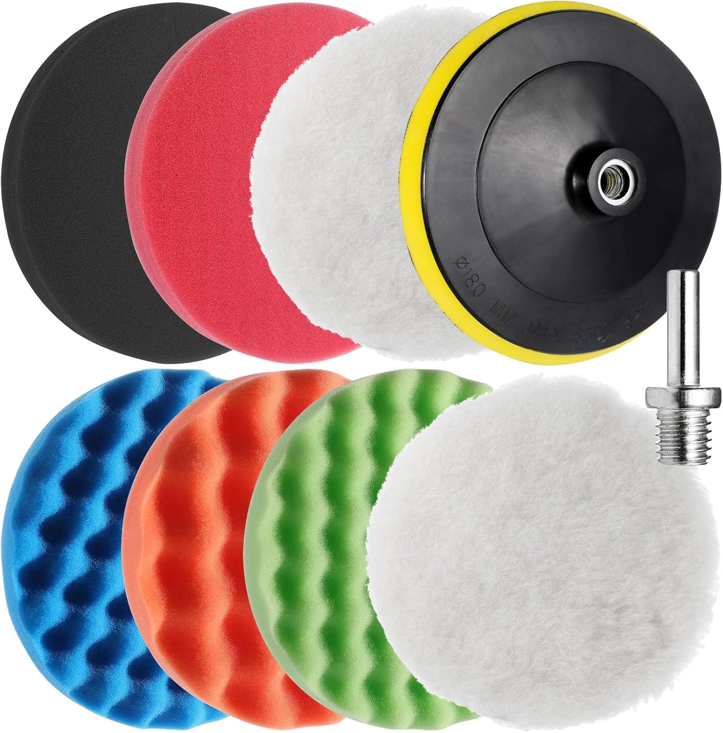 GEAREVER - Kit Polissage Voiture - 9pcs - Éponges 180mm M14 – €42,99