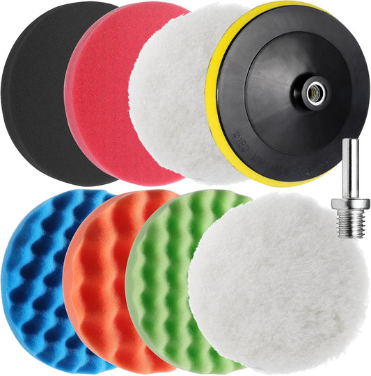 GEAREVER - Kit Polissage Voiture - 9pcs - Éponges 180mm M14 – €42,99