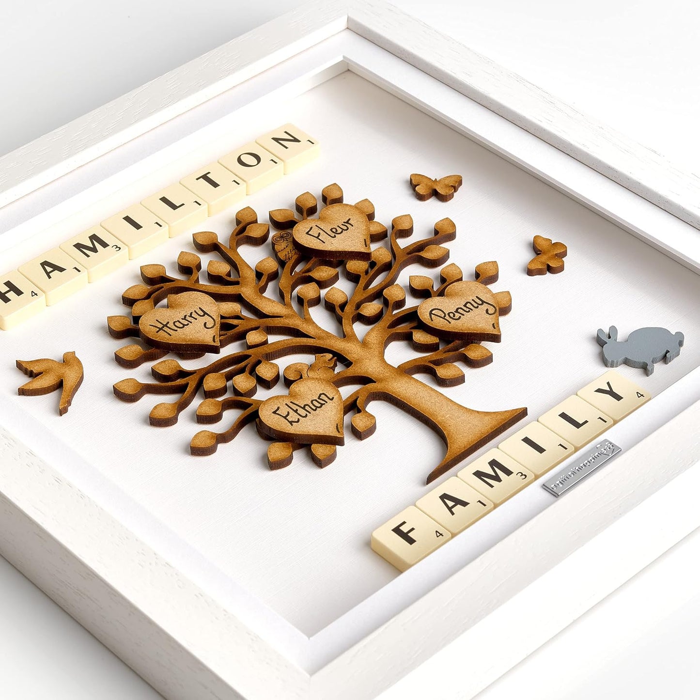 A Gift of Happiness - Cadre Arbre Généalogique - Personnalisé - Bois – €12,95