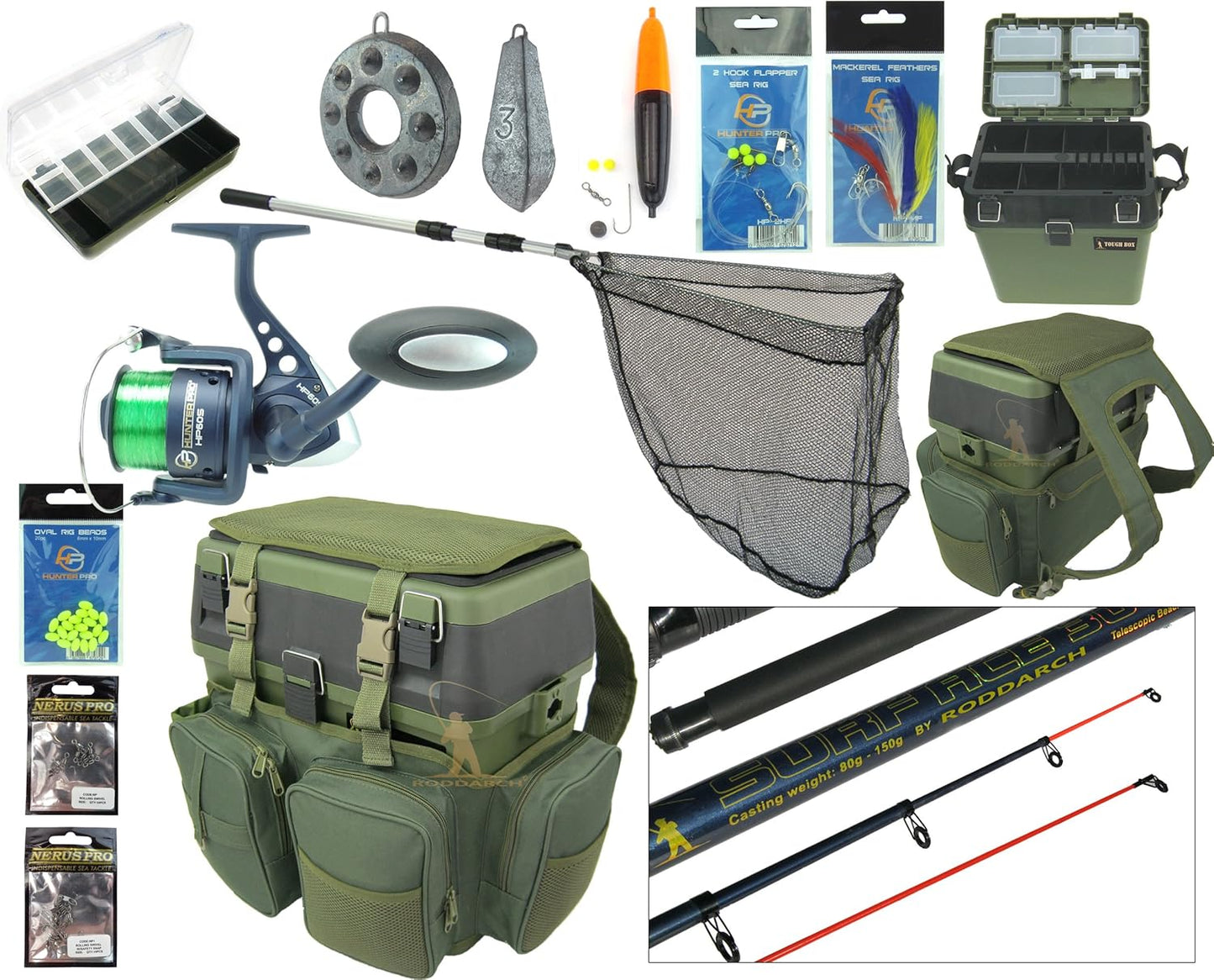 Hunter Pro - Kit de Pêche en Mer - Canne 10' - Moulinet HP60S – €81,99
