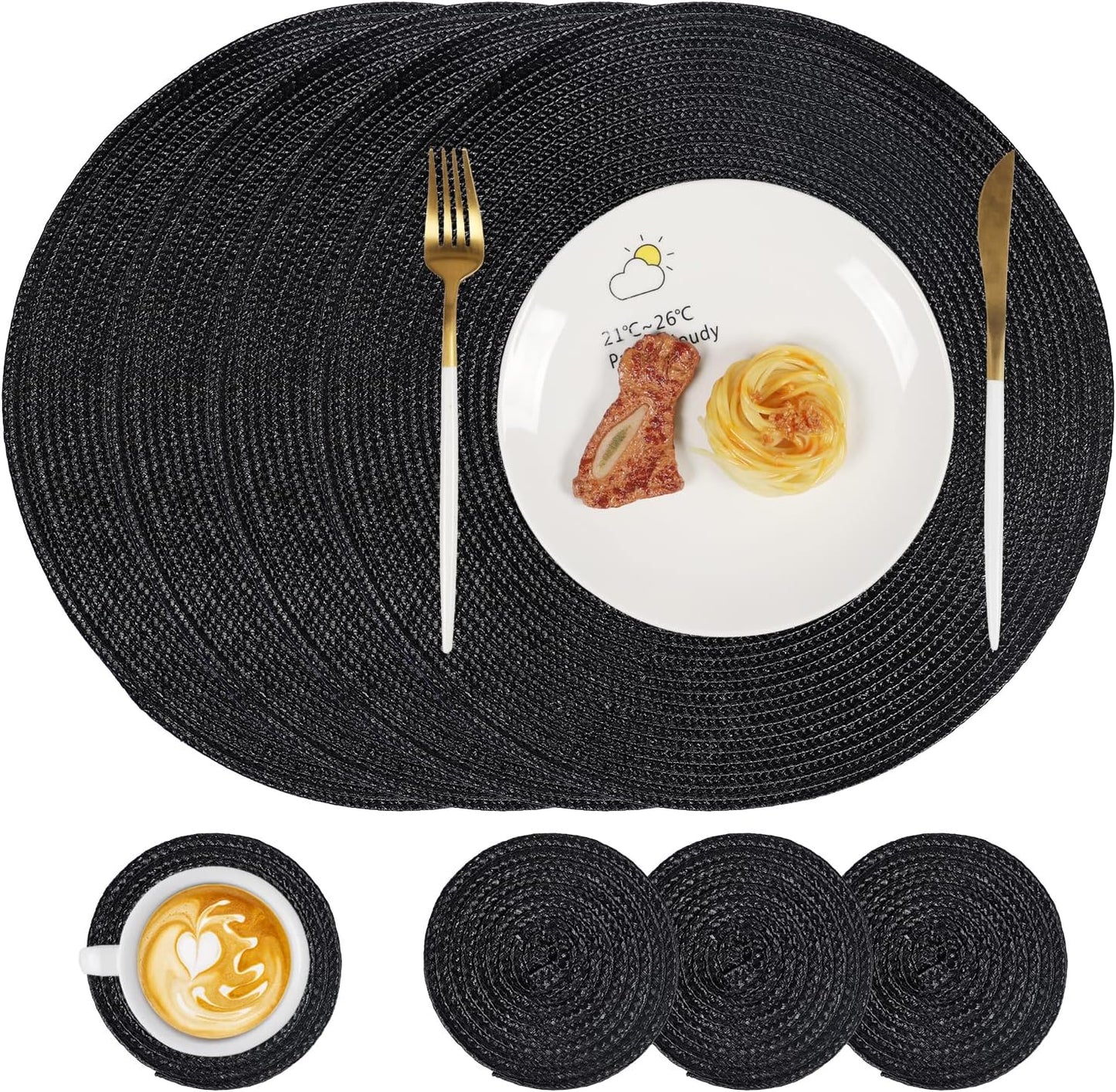 Famibay - Sets de Nappes Rondes - Résistantes à la Chaleur - Lavables – €6,49