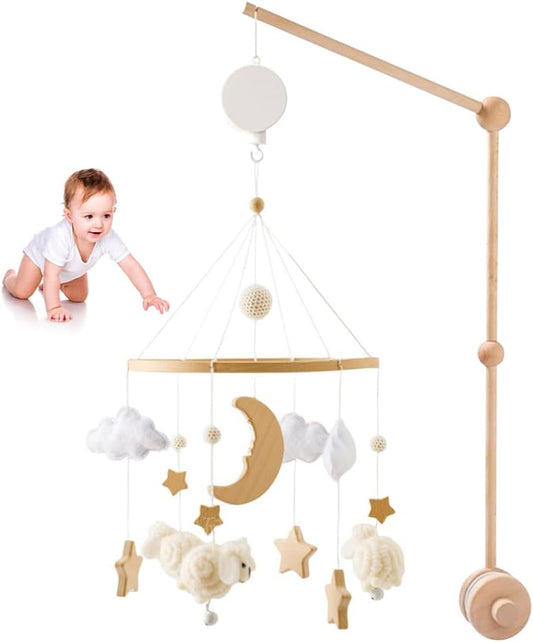 URFEDA - Mobile Bébé Bois - Moutons - Support Ajustable – €38,99