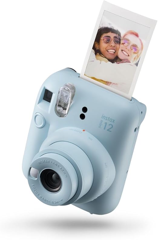 Appareil Photo Instantané INSTAX Mini 12 – Bleu Pastel – Objectif Selfie