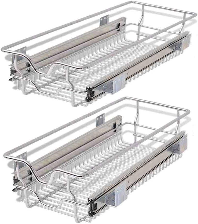 vidaXL - Paniers Coulissants - Acier Chromé - Résistant à la Rouille – €51,99