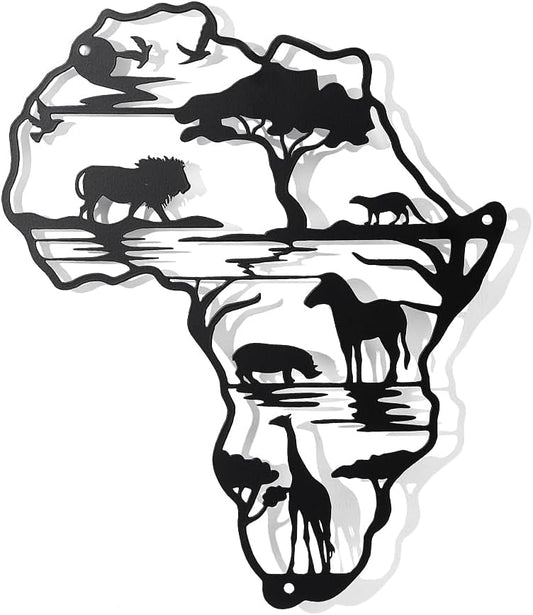 NBEADS - Décoration Murale Métal - Carte Afrique Animaux - 30x24.8cm – €8,83